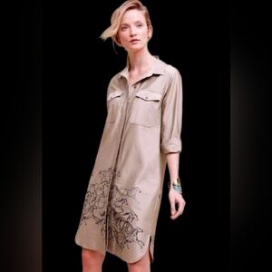 New NWT Maeve by Anthropologie  Equine Dress Neutral Shirt dress NWT